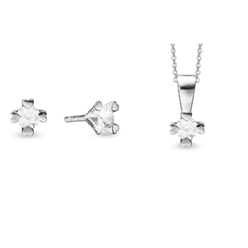 14 kt hvidguld smykkesæt, Mary serien by Aagaard med ialt 0,60 ct labgrown diamanter